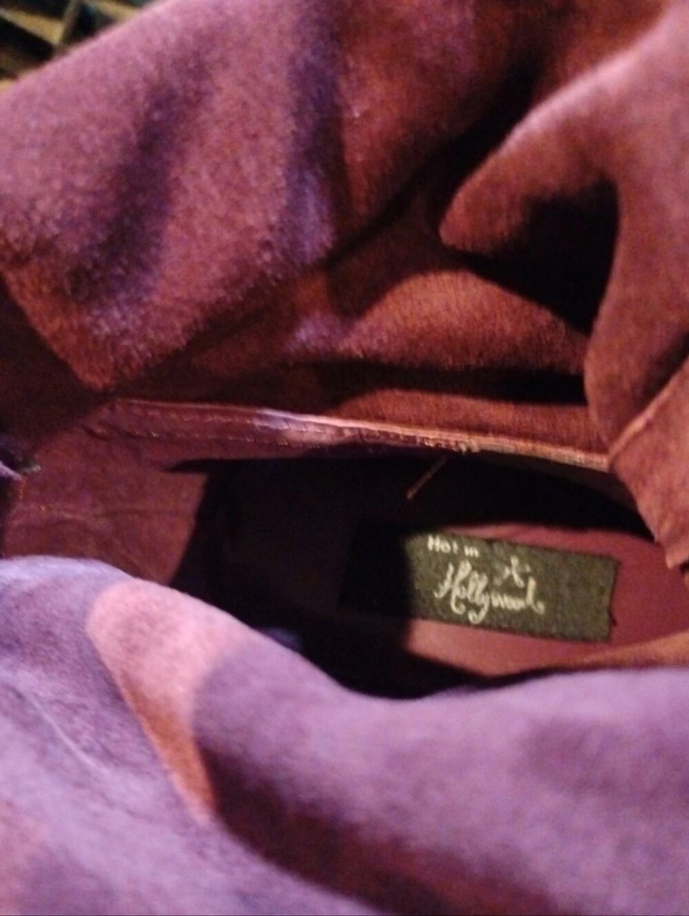 Hot in Hollywood Dark Purple Plum Suede Slouchy High Heel Boots - 8.5M - Picture 4 of 4